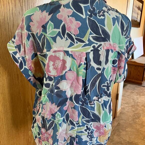 Tribal Jeans button down sleeveless floral shirt women's size M - Picture 4 of 8